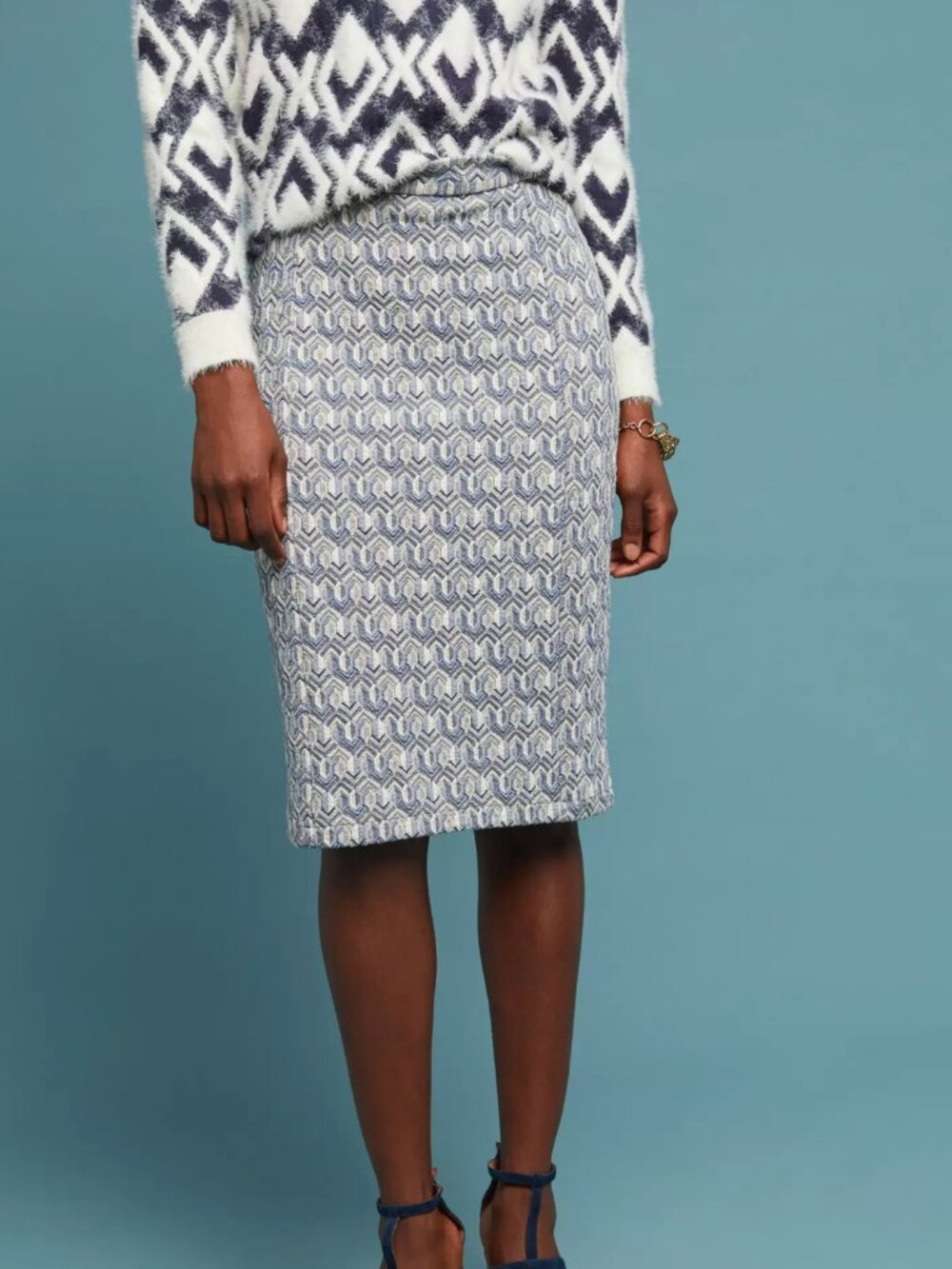 Maeve Anthropologie Emmy Geometric Textured Pencil Skirt M